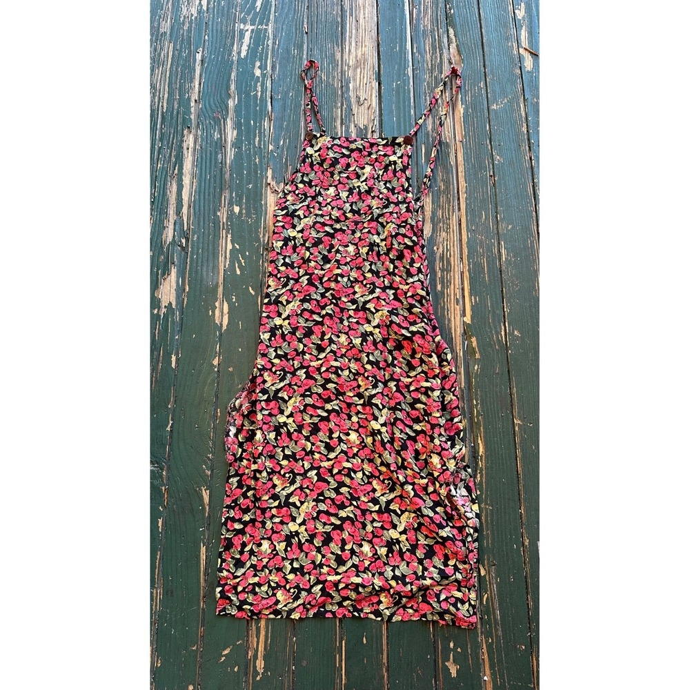 Starwear Womens Vintage Strawberry Print Rayon Midi romper  Dress Black Red